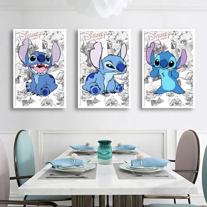 Lilo & Stitch Canvas Wall Art - Modern Comic Poster for Kids' Room Decor