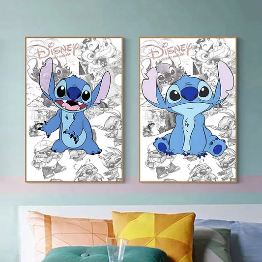 Lilo & Stitch Canvas Wall Art - Modern Comic Poster for Kids' Room Decor